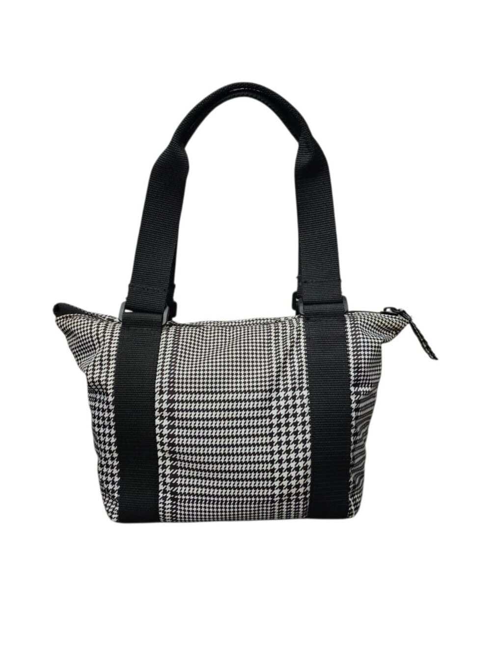 Lauren Ralph Lauren Houndstooth Satchel Nylon Shoulder Handbag Black And White - Picture 7 of 13